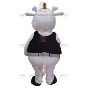 Traje de mascote BIGGYMONKEY™ Vaca preta e branca com guitarra