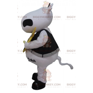 BIGGYMONKEY™ Mascot Costume Black and White Cow with Yellow