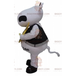 BIGGYMONKEY™ Mascot Costume Black and White Cow with Yellow