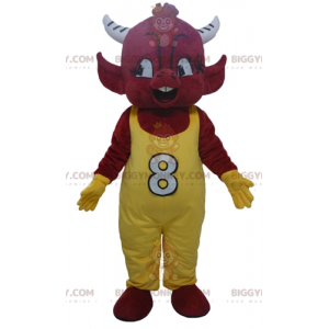 BIGGYMONKEY™ Costume da mascotte Red Imp Devil in tuta gialla -