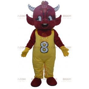 BIGGYMONKEY™ Costume da mascotte Red Imp Devil in tuta gialla -