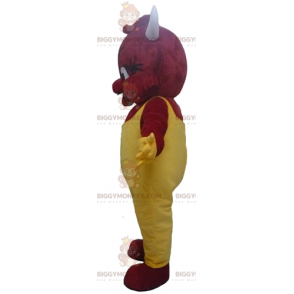 BIGGYMONKEY™ Mascottekostuum Red Imp Devil in gele overall -