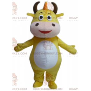 BIGGYMONKEY™ Yellow and White Bull Cow Mascot Costume –