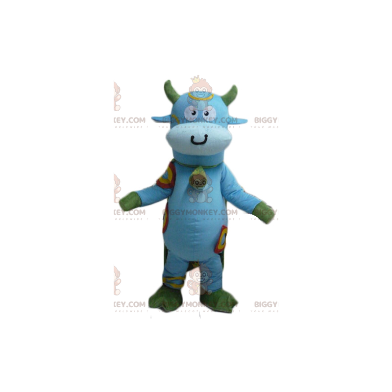 Costume da mascotte BIGGYMONKEY™ da mucca blu e verde con