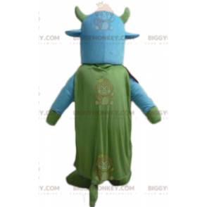 Costume de mascotte BIGGYMONKEY™ de vache bleue et verte avec