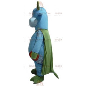 Traje de mascote de vaca azul e verde BIGGYMONKEY™ com sino no