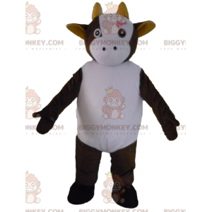 Costume da mascotte BIGGYMONKEY™ da mucca marrone e bianca