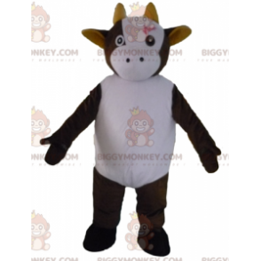 Costume da mascotte BIGGYMONKEY™ da mucca marrone e bianca