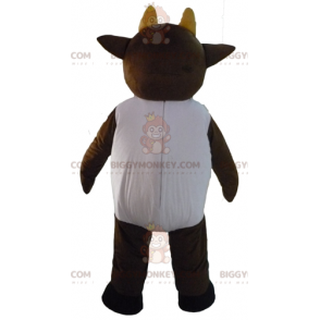 Costume de mascotte BIGGYMONKEY™ de vache marron et blanche