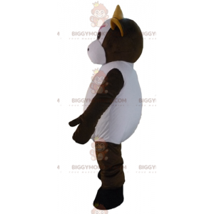 Bonito y cariñoso disfraz de mascota de vaca marrón y blanca