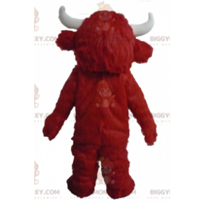 BIGGYMONKEY™ Kostým maskota chlupaté červené černé a bílé krávy