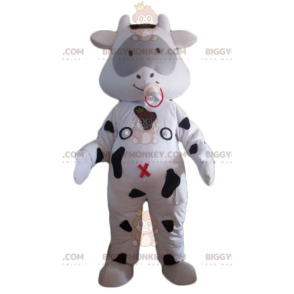 Costume de mascotte BIGGYMONKEY™ de vache blanche et noire avec