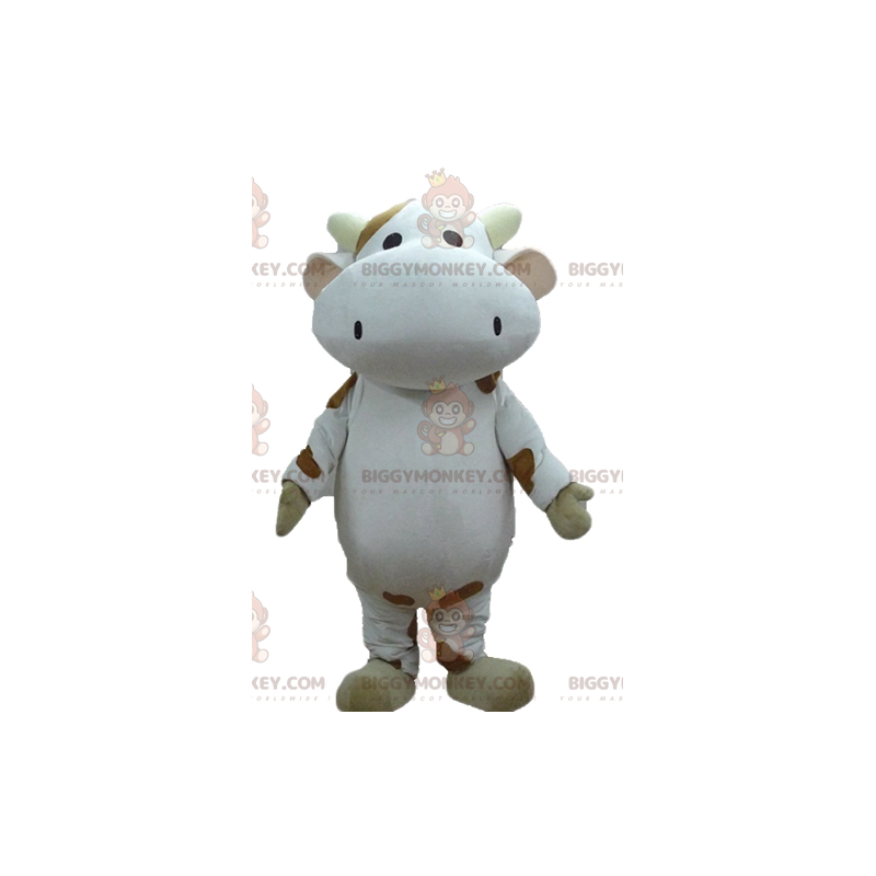 Disfraz de mascota de vaca gigante blanca y marrón BIGGYMONKEY™