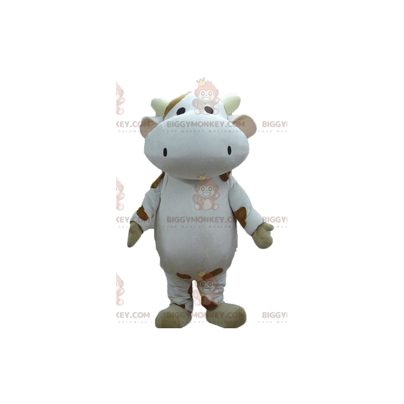 Jättiläinen valkoinen ja ruskea lehmä BIGGYMONKEY™ maskottiasu