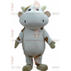 Gigantische witte en bruine koe BIGGYMONKEY™ mascottekostuum -