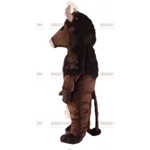 BIGGYMONKEY™ Costume da mascotte Bisonte marrone con corna rosa