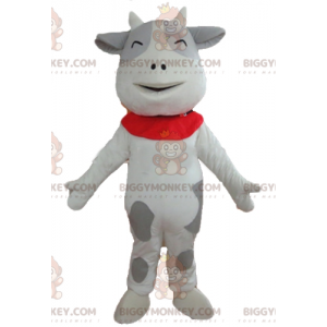 Costume da mascotte BIGGYMONKEY™ da mucca bianca e grigia