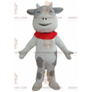 Costume de mascotte BIGGYMONKEY™ de vache blanche et grise