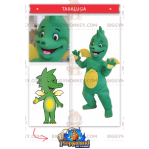 Costume de mascotte BIGGYMONKEY™ de bébé dragon vert et jaune -