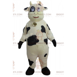 Costume della mascotte della mucca gigante bianca e nera