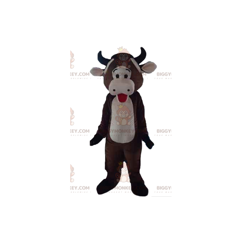 BIGGYMONKEY™ Giant and Affectionate Brown and Pink Cow Mascot