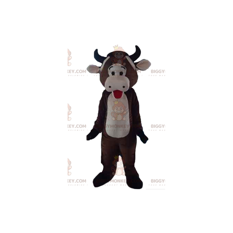 Costume de mascotte BIGGYMONKEY™ de vache marron et rose géante