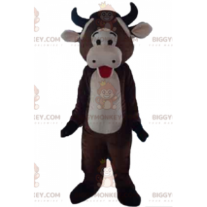 BIGGYMONKEY™ Giant and Affectionate Brown and Pink Cow Mascot