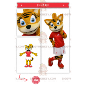 BIGGYMONKEY™ Costume da mascotte di gatto soriano arancione in