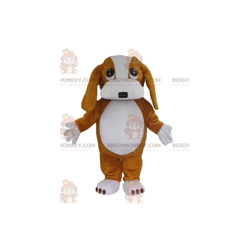 Traje de mascote BIGGYMONKEY™ para cachorro marrom e branco