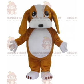 Traje de mascote BIGGYMONKEY™ para cachorro marrom e branco