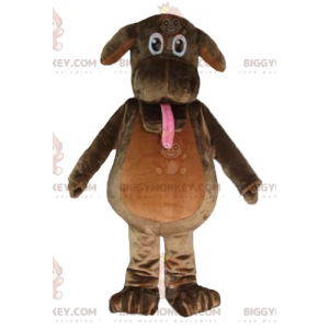 Brun hund som sticker ut tungan BIGGYMONKEY™ maskotdräkt -