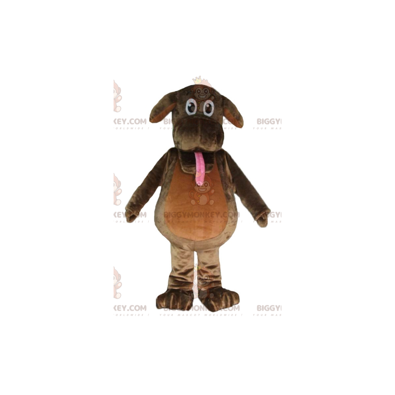 Costume mascotte BIGGYMONKEY™ cane marrone che sporge lingua -