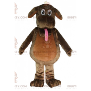 Costume mascotte BIGGYMONKEY™ cane marrone che sporge lingua -