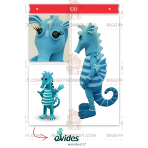 Costume de mascotte BIGGYMONKEY™ d'hippocampe bleu bicolore -