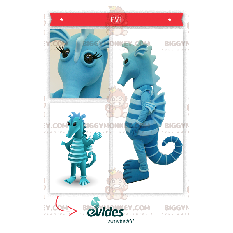 Costume de mascotte BIGGYMONKEY™ d'hippocampe bleu bicolore -