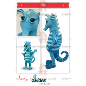 Costume de mascotte BIGGYMONKEY™ d'hippocampe bleu bicolore -