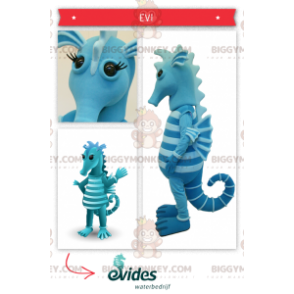 Δίχρωμη στολή μασκότ BIGGYMONKEY™ Blue Seahorse -