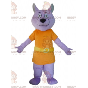 Costume de mascotte BIGGYMONKEY™ de loup mauve habillé d'un