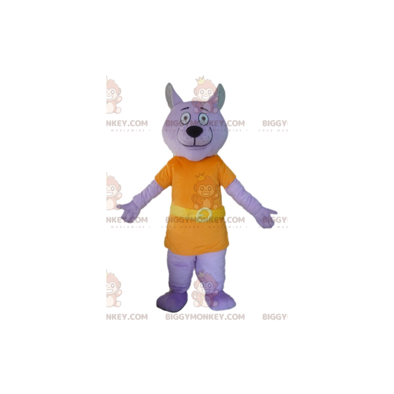 Costume de mascotte BIGGYMONKEY™ de loup mauve habillé d'un