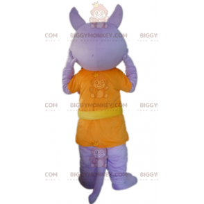 Costume da mascotte BIGGYMONKEY™ lupo viola vestito con abito