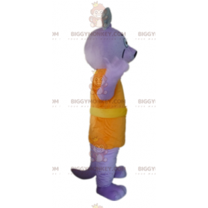 Στολή μασκότ Purple Wolf BIGGYMONKEY™ ντυμένη με πορτοκαλί