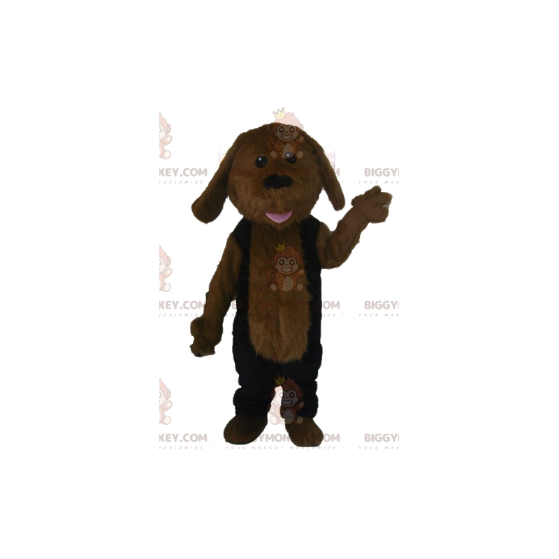 Costume de mascotte BIGGYMONKEY™ de chien marron tout poilu en