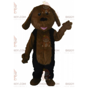 Costume de mascotte BIGGYMONKEY™ de chien marron tout poilu en