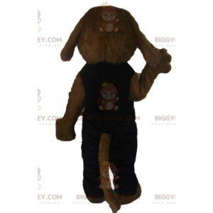 BIGGYMONKEY™ Maskottchen-Kostüm All Hairy Brown Dog in Black