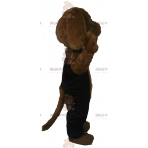 BIGGYMONKEY™ Mascot Costume All Hairy Brown Dog in Black Outfit