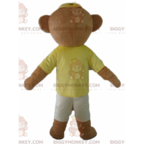 Brown Teddy BIGGYMONKEY™ Mascot Costume in Colorful Outfit with