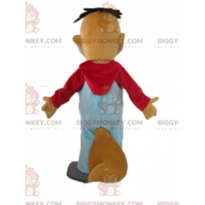 BIGGYMONKEY™ Costume da mascotte castoro marrone con tuta blu -