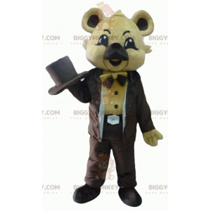 BIGGYMONKEY™ Mascottekostuum van beige koala in bruin pak met