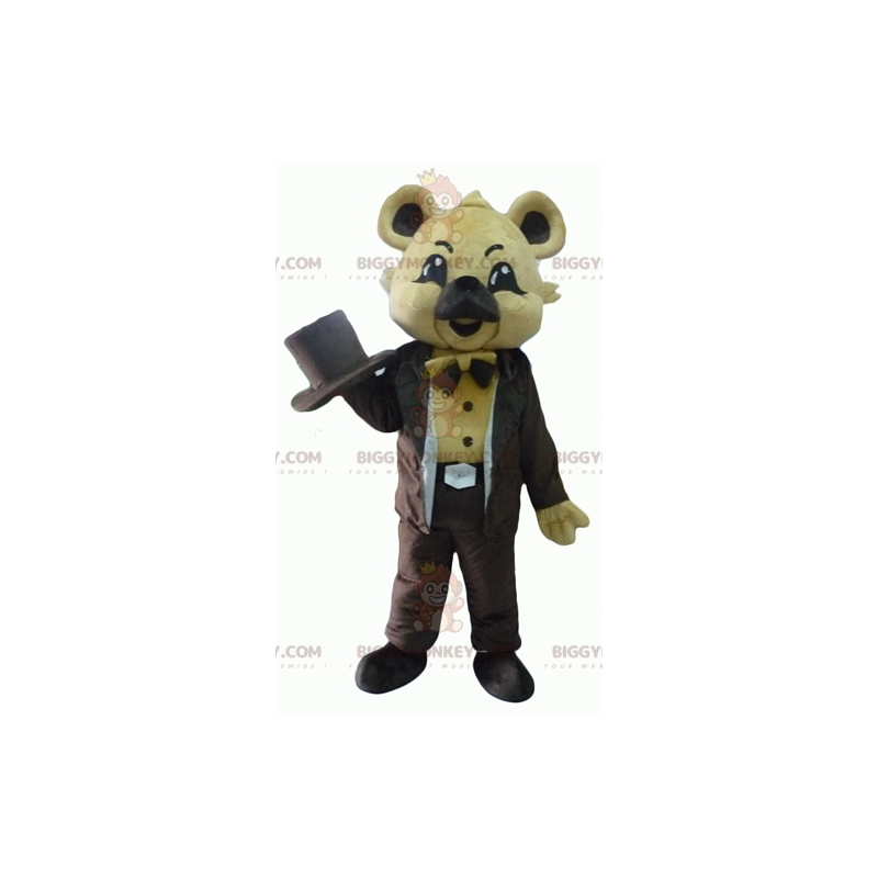BIGGYMONKEY™-maskottiasu beigeä koalaa ruskeassa puvussa ja
