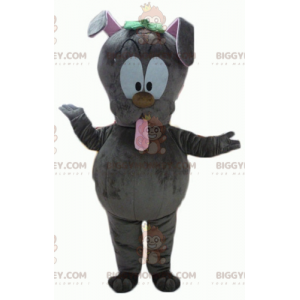 Costume de mascotte BIGGYMONKEY™ de lapin gris qui tire la